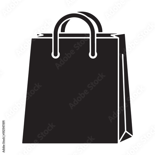 Black shopping bag icon isolated on transparent background