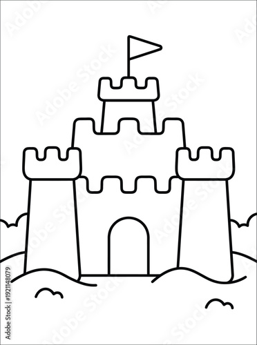 Simple Sandcastle Outline Coloring Page