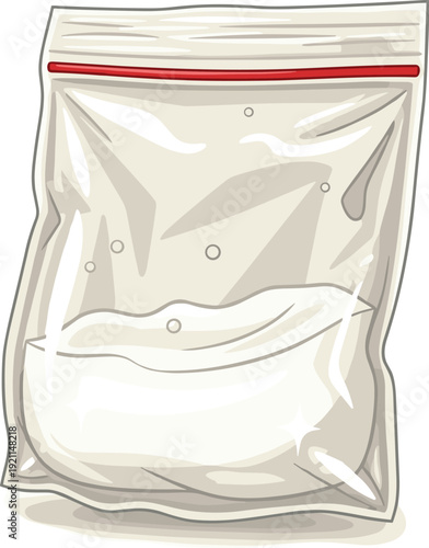 Empty plastic ziplock bag for storage or packaging purposes isolated on a transparent checkered background