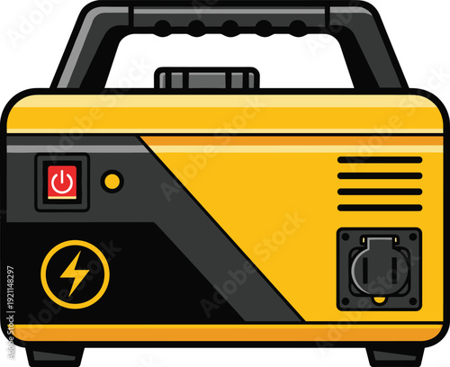 Portable gasoline electric generator for emergency power supply equipment isolated on transparent backdrop