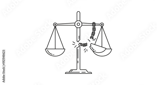 An illustration of a traditional balance scale with one side heavier than the other