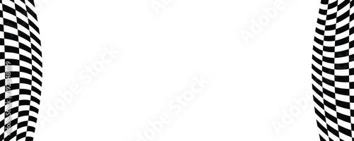 Race flags or checkerboard background. Chess game or rally sport car competition wallpaper. Tilted black and white squares pattern. Banner with checkered texture. Vector flat illustration