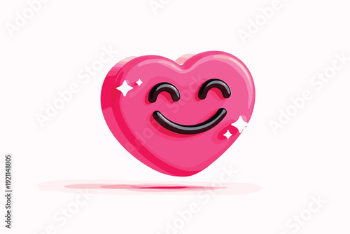 Happy heart emoticon - vector illustration