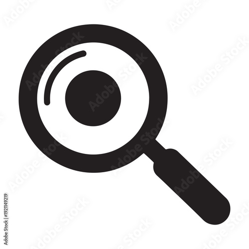 Black magnifying glass icon isolated on transparent background