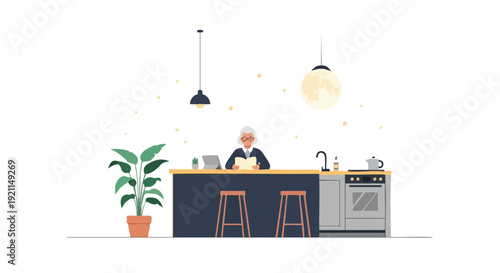 Thoughtful Senior Executive Embracing Work-Life Balance and Personal Growth in a Modern Domestic Setting