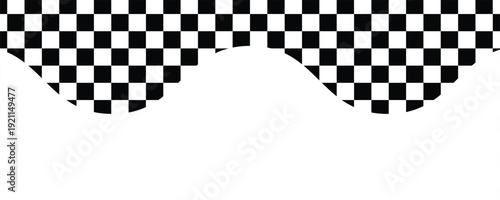 Black and white checkered rectangular frame. Square racing checkerboard pattern. Chessboard geometric pattern.