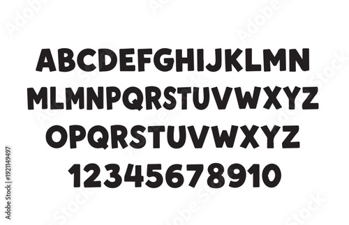 Alphabet and numbers in bold black font