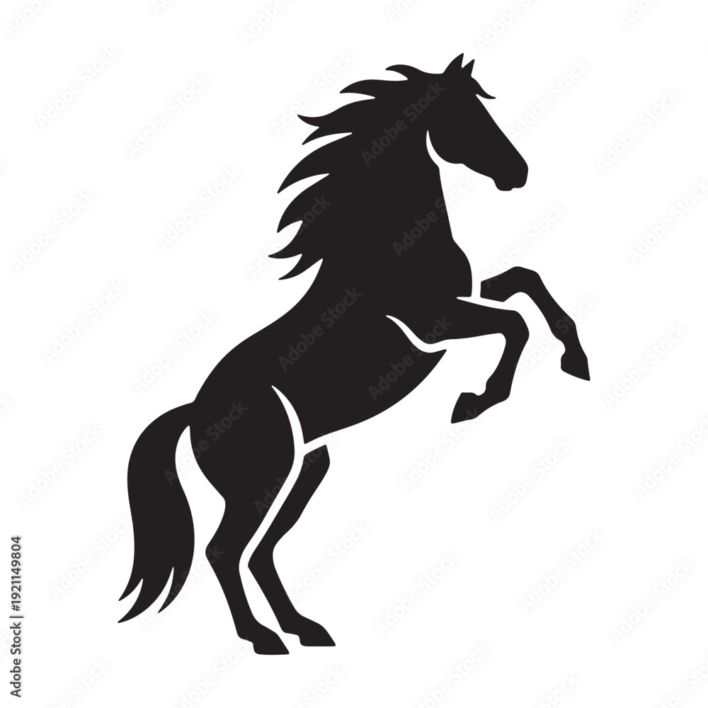 Obraz premium Black horse silhouette isolated on white background