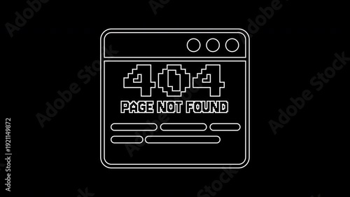 Error 404 page not found in white. Suitable for website design showcasing tech or programming errors or failures.