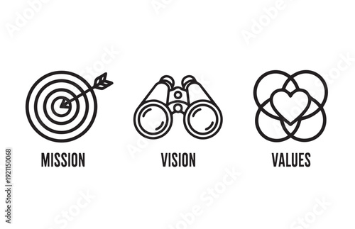 Mission vision and values icons