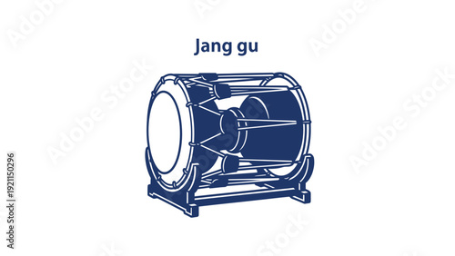 Janggu Korean Traditional Drum Illustration.