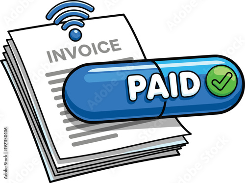 Paid invoice with wifi symbol indicating electronic payment confirmation