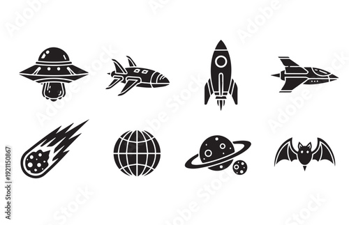 Spacecraft and celestial bodies icons