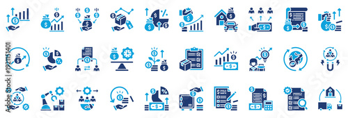 Profitable Business Icon Collection Set. Glyph Color Style Icon Vector Illustration.