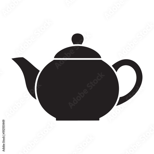 Black teapot icon isolated on transparent background