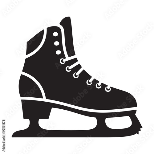 Black ice skate isolated on white background