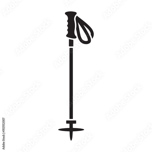 Vector hiking trekking pole icon isolated on transparent background