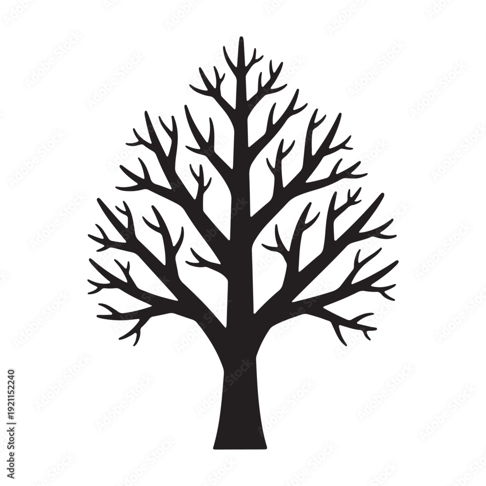 Fototapeta premium Black silhouette of a bare tree isolated on white background