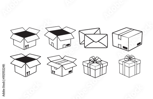 Various box illustrations and packaging designs