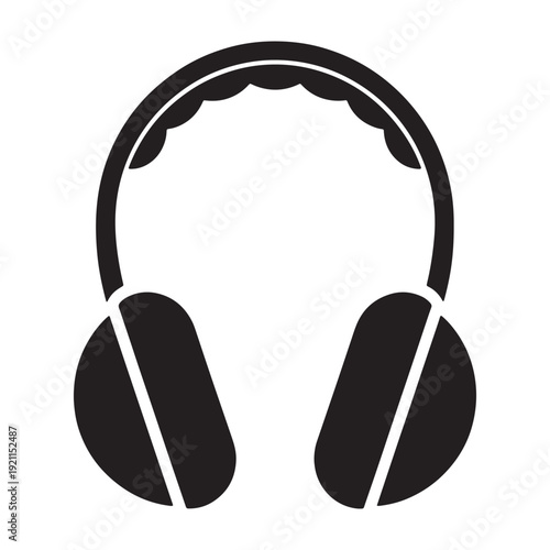 Black headphone icon isolated on transparent background