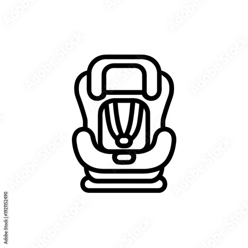 Minimalist baby car seat road safety vector icon