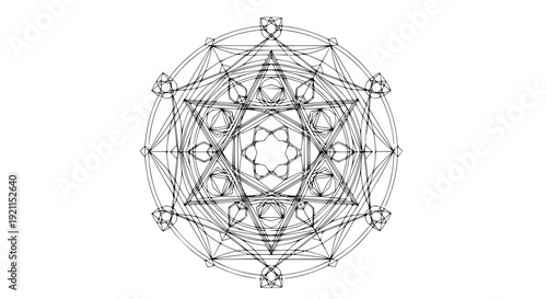 Intricate Sacred Geometry Twelve Point Star Mandala Spiritual Symbol Vector Art