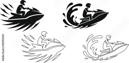 Jet Ski Rider Silhouette Vector Illustration