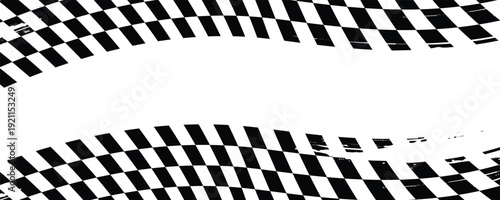 Race flags or checkerboard background. Chess game or rally sport car competition wallpaper. Tilted black and white squares pattern. Banner with checkered texture. Vector flat illustration