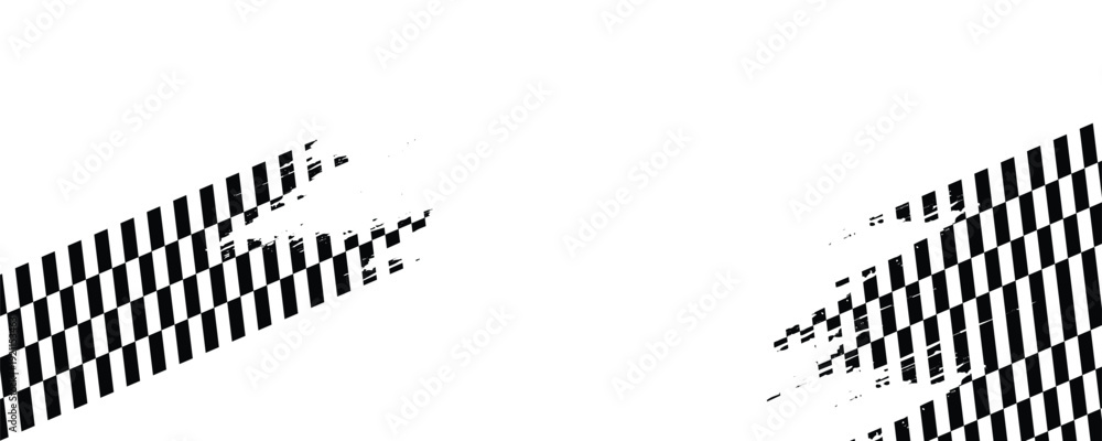 Fototapeta premium Race flags or checkerboard background. Chess game or rally sport car competition wallpaper. Tilted black and white squares pattern. Banner with checkered texture. Vector flat illustration