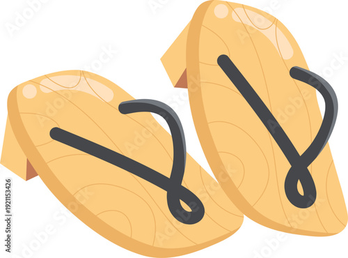 Traditional Japanese Wooden Geta Sandals Illustration