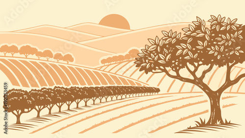 Minimal Citrus Farm Vector