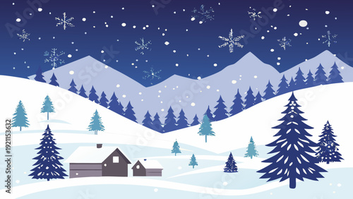 Christmas Eve Tree Vector with Presents in Snow