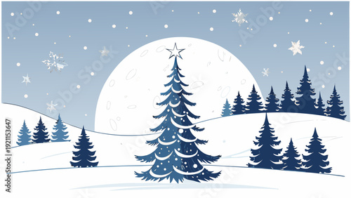 Christmas Eve Tree Vector with Presents in Snow