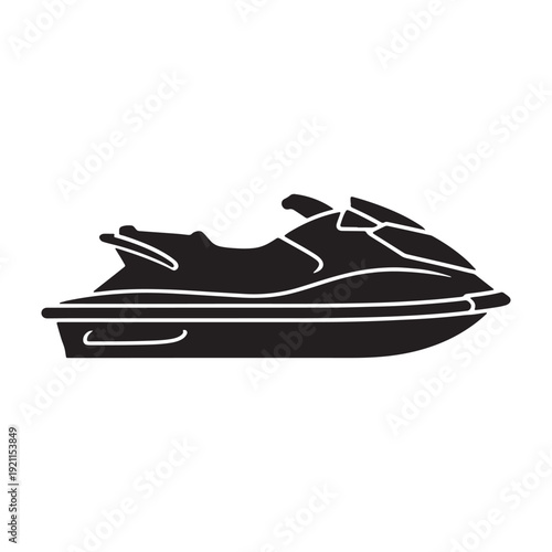 Black vector jet ski icon isolated on white background