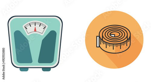 Comparison of a bathroom scale and a tree cross-section for visual weight measurement.
