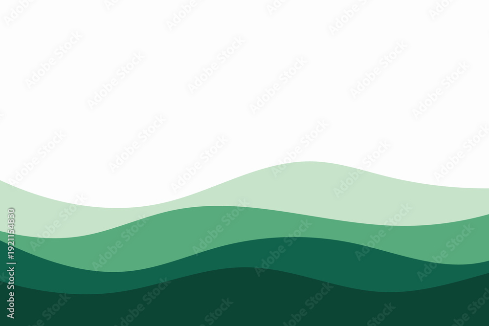 Obraz premium Abstract Green Layered Wave Landscape Background