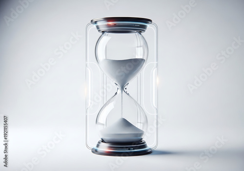 Modern hourglass with subtle digital style frame