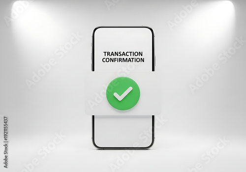 Smartphone displaying simple transaction confirmation card with checkmark icon