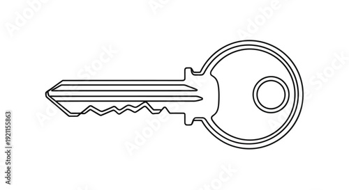 Simple line drawing of a classic key on a plain white background
