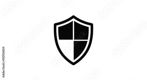 Free Download A black shield icon with a divided face symbolizing protection and security - GFXLoad