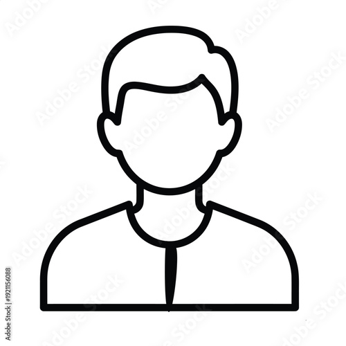 A simplified outline depicts the head and shoulders of a male silhouette representing a generic user profile avatar.
