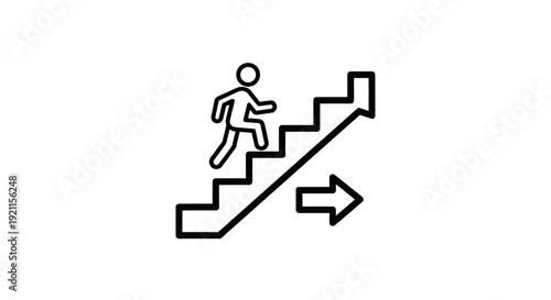 Person Running Up Stairs Simple Illustration.