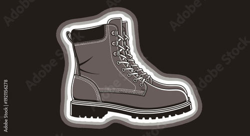 Brown Hiking Boot with Laces and Sole.