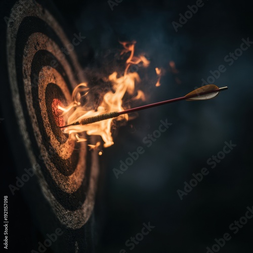 Fiery Arrow Hits Bullseye on Burning Target