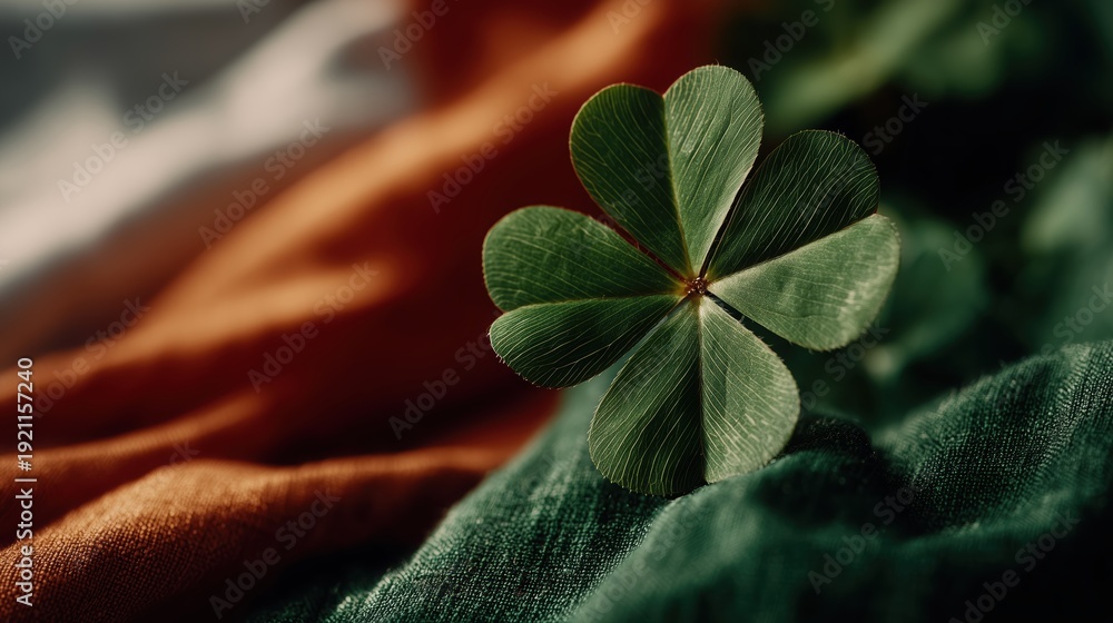 Obraz premium Clover and the flag of Ireland St. Patrick's Day, green holiday, quatrefoil, leprechaun with gold in a pot, Irish annual holiday, color green. Irish tradition and celebration concept. High quality