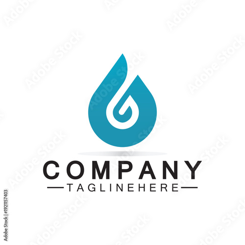 Letter G Water drop logo. Water Drop shaped letter G logo design vector symbol icon illustration
