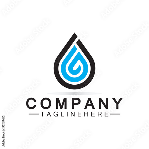 Letter G Water drop logo. Water Drop shaped letter G logo design vector symbol icon illustration