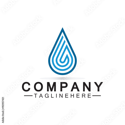 Letter G Water drop logo. Water Drop shaped letter G logo design vector symbol icon illustration