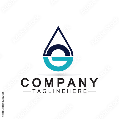 Letter G Water drop logo. Water Drop shaped letter G logo design vector symbol icon illustration