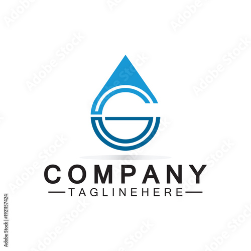 Letter G Water drop logo. Water Drop shaped letter G logo design vector symbol icon illustration